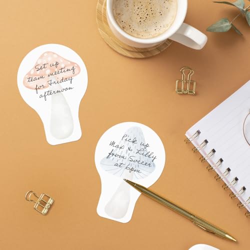 Image of Mushroom Shaped Sticky Note Pad Assortment /Set of 3 / Watercolor Style / 2.6875 inch x 3.8125 inch Whimsical Sticky Notes / 50 Sheets Per Pad /Made in The USA