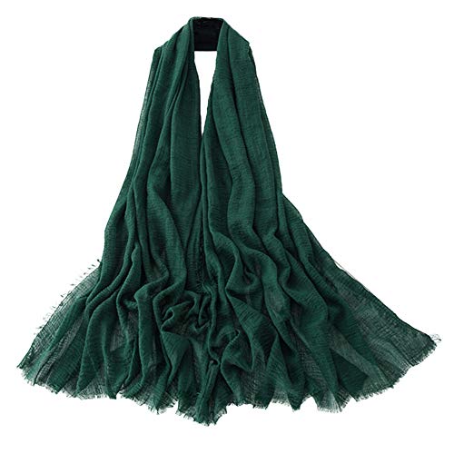 Vobony Schal Damen Elegante Weich Einfarbiger Winterschal Umschlagtuch Halstuch Stola Turban für Muslim (Dunkelgrün) Cover