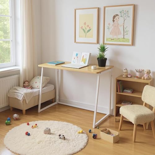 FurnitureR   Mesa Plegable Multiusos para Ocio Creativo, Superficie de Madera y Marco metálico, Ideal para Dibujo, Artista, Ocio Creativo, fácil de Mover, Oak, 80 x 40 x 74 cm