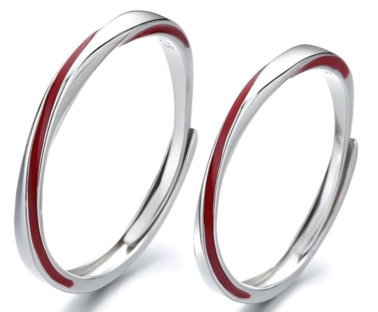 MILANG - Anillo ajustable de plata pura con hilo rojo,...