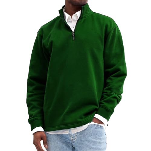 Men's Quarter Zip Pullover Sweatshirts Casual Mock Neck Long Sleeve Lightweight Solid Sweatshirt