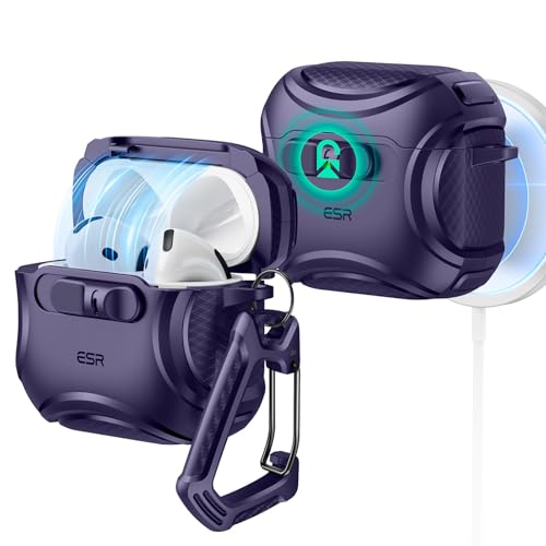 ESR AirPods5/4 �P�[�X 2026/2024 ���b�N�t�� �Ў�ŊȒP�I�[�v�� MagSafe�Ή� Cyber�V���[�Y �p�[�v�� | �}�O�l�b�g�W �����h�~ �}�O�l�b�g�W �ϏՌ� ���͗����ی� �L�Y�h�~ �J���r�i�t�� �����[�ۂ��� 5/4 202