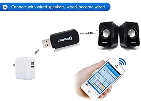 Ecomgear? Usb Bluetooth Audio Music Receiver Adapter For Pc Speaker Phones 3.5Mm Stereo+Abel Cable Tie #TOP5