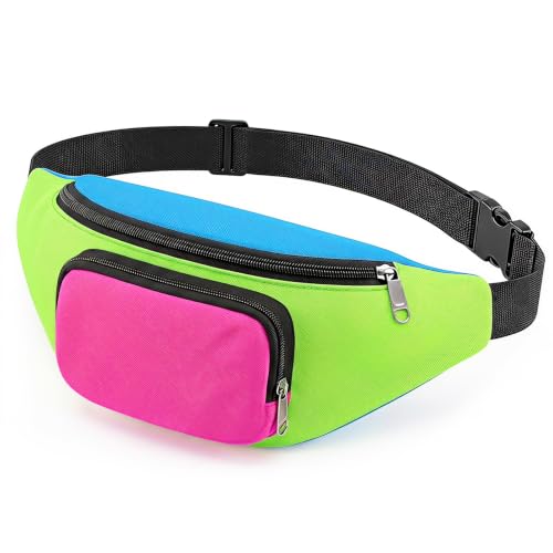 Ceinture banane néon 80s 90s 2 poches pour femme et homme