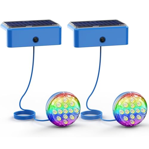 XIULIUU 2PACK Solar Pool Lights, Solar Powered Submersible LED Lights with IP68 Waterproof, Swimming Pool Light, 16 Colors Pool Light for Frame Above Ground Inground Pool, Pond