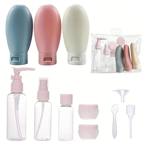 Botellas de Viaje Silicona,11 PCS Botellas de Viaje Botes Viaje Rellenables Viajes Accesorios Kit Viaje Avion Botellas Viaje para Gel Champús Lociones y Artículos de Tocador