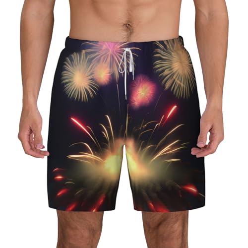 Short de bain homme avec impression 3D feu d'artifice léger de plage