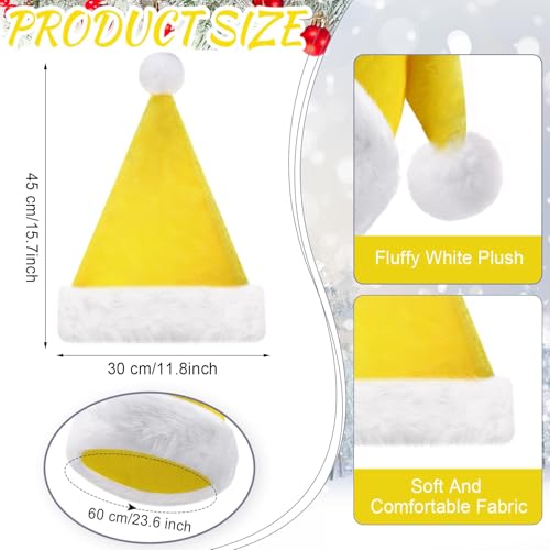 Image of 20 Pcs Santa Hats Bulk Plush Christmas Hats for Adults Women Men Holiday Party Costume(Yellow)