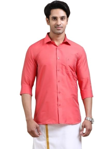 Image of Tattva Men Silk Blend Ethnic Shirt | Traditional South Indian Wear for Wedding, Festivals & Casual Wear