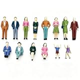 PLUSHCEWT 14 Stück Miniatur Menschen Figuren,1:30 Bemalte Modellbau Figuren Set für Realistische Modelleisenbahn,Miniatur Figuren Verschieden Posen Bemalte Modell,Diorama,Architektur Szenen