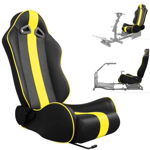 Image of ASE GAMING APEX Series Ergonomic Racing Seat with Adjustable Sliders for Race Simulator Cockpit Wheel Stand,Gaming Chair,Sim Video Game Chairs,180 Degree Reclining 3 Years Warranty (Yellow)