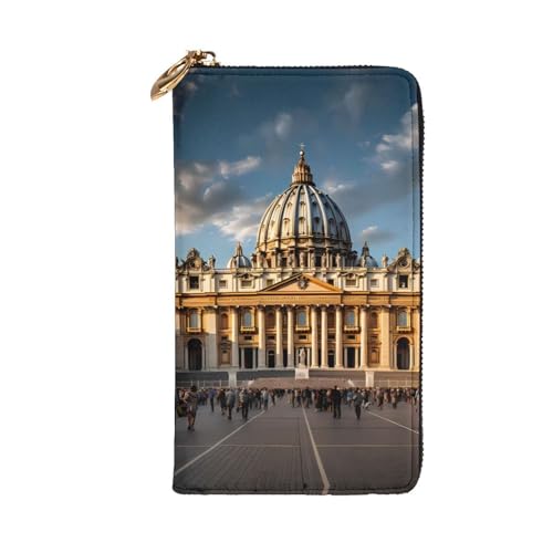 St Peter's Basilica Prints Leather Long Clutch Wallet for Fashionable Girls and Women - Durable, Stylish, and Functional, Black, One Size2