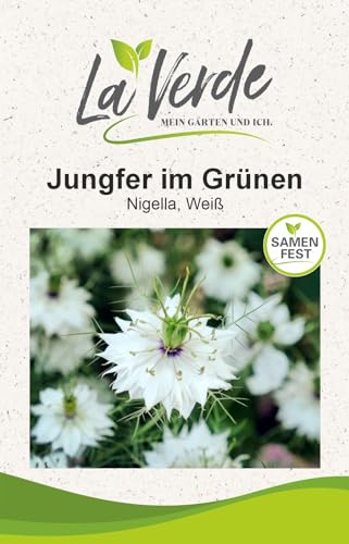 La Verde MEIN GARTEN UND ICH. Nigella Weiß Blumensamen für ca. 300 Pflanzen, Beet- und Schnittblume, verzweigend, Saatgut ohne Gentechnik