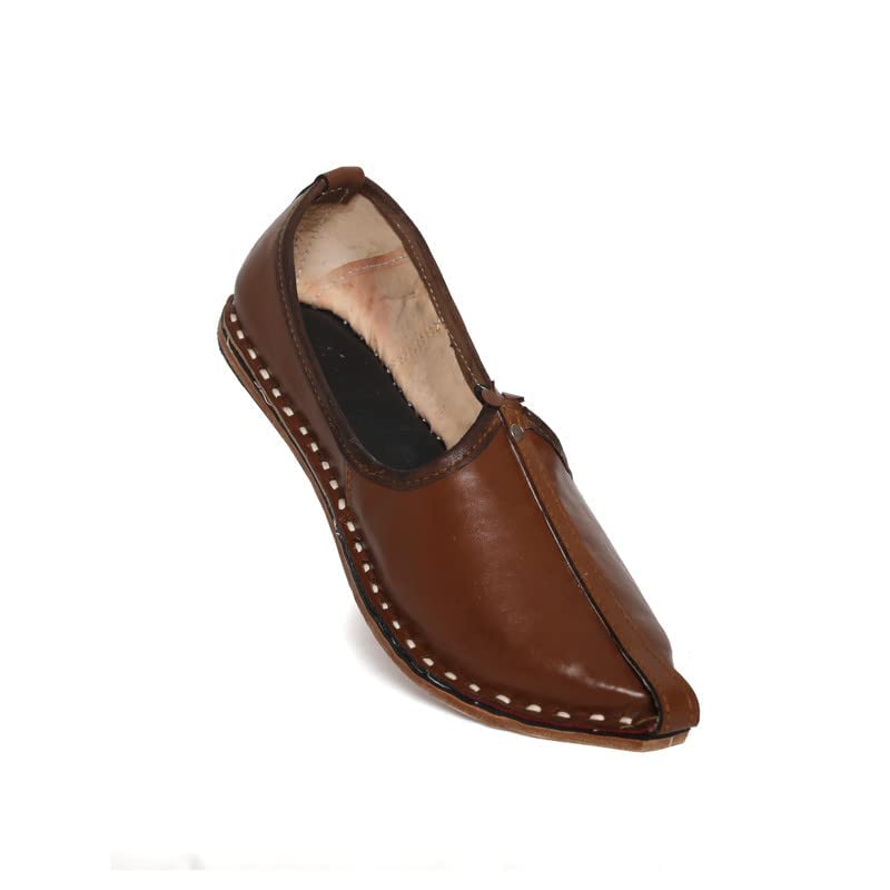 Yash&co. Men's Traditional Ethnic Leather Juttis Mojaris (Brown, Size11UK) | Latest Jutis for Men-image-16