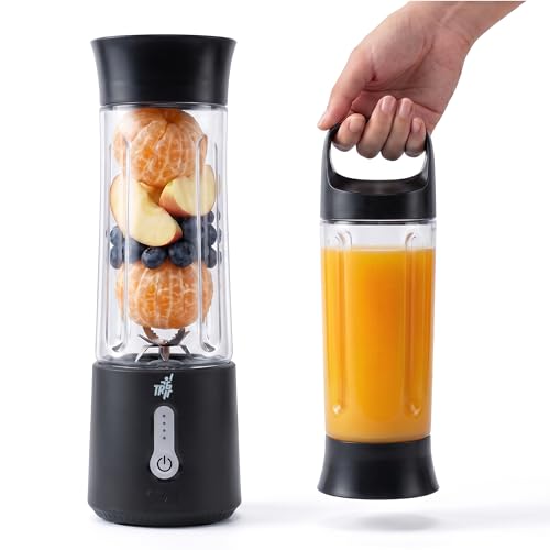 TR6 Blendmate Pro Portable Blender for Smoothies, Protein Shakes & Ice Crushing – 500ML Capacity, Tritan Material, 4000mAh Battery, USB-C Port with Handle Lid (Black)