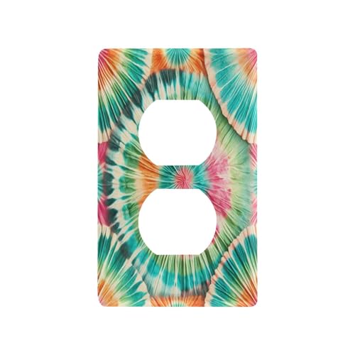 Tie Dye Light Switch Cover Decorative Receptacle Outlet Wall Plate Guard Plastic Wall Outlet Cover for Home Decor Room Office Bathroom (Duplex Outlets Cover)