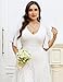 TIARALY Plus Size Formal Lace Dress Maxi V Neck A-line Chiffon Wedding Guest Prom Evening Gown Gala Elegant, White, 1X