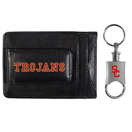 Siskiyou Sports NCAA USC Trojans Unisex Leather Cash & Cardholder & Valet Key Chain, Black, One Size