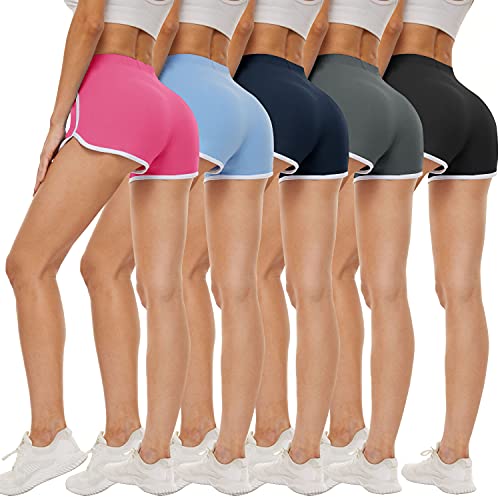 Opuntia 5 Pack Womens Shorts for Summer- 4  Soft Lounge Booty Short for Workout Yoga Running Cycling Athletic Sports Outfits