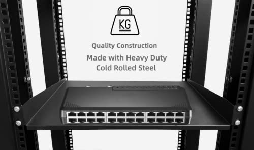 TECHTOO Rack Shelf Vented Cantilever Universal Shelves - 16" Deep for 19” Equipment Carbinet Tray Rack Server Rack - Heavy-Duty 1.2mm Cold Rolled Steel 60lbs Capacity (1U-16inch) by TECHTOO - Used condition - Image 6