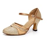 Minitoo GQJ7012 Damenschuhe, Tanzschuhe, Glitzerschuhe, bequem, für Tanzkunst, Hochzeiten, Gold - gold - Größe: 39