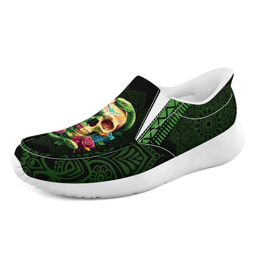 Men's Fashion Skull Canvas Shoes Women's Gothic Flower Slip-on Casual Sneaker Lightweight Breathable Summer Footwear