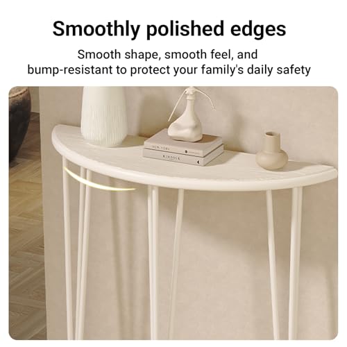 Consola de media luna blanca de 60 cm para recibidor y mesa de sofá 7