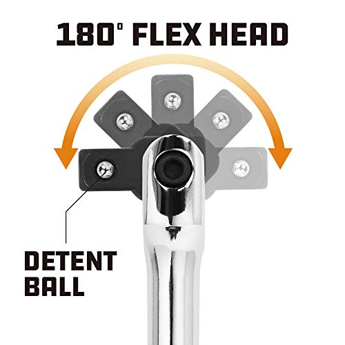 Powerbuilt 1/2" Drive Flex Handle, 12 Inches Long Extension Breaker Bar, Chrome Vanadium Steel Made-642504 by Powerbuilt - Image 3