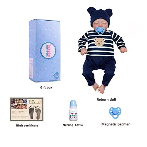 Jizhi Lifelike Reborn Baby Dolls - 3-6 Months Baby Length Realistic-Newborn Baby Dolls Boy Baby Soft Body Real Life Baby Dolls With Blue Pajamas Feeding Kit For Kids 3+ & Collection #TOP6