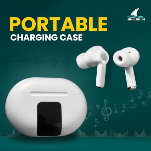 Image of SHARKin Air Buds in-Ear Earbuds with Super bass 13mm Drivers for Deep Bass 10-Minute Charge for 100 Minutes Playtime LED Display | USB-C Charging Crystal Clear Calling Portable Charging Case(1pcs)