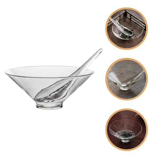 Cuenco de vidrio resistente al calor con cuchara para té matcha elegante 7