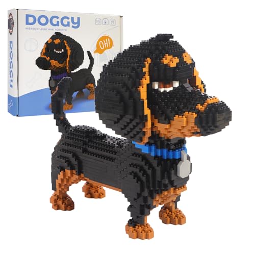 outtshop Dachshund Dog Building Blocks Set, 2100 Pieces 3D Dog Puzzle, Mini Block Gift Kit Animal Building Blocks Toys, Educational and Entertainment Toys for Dog Lovers