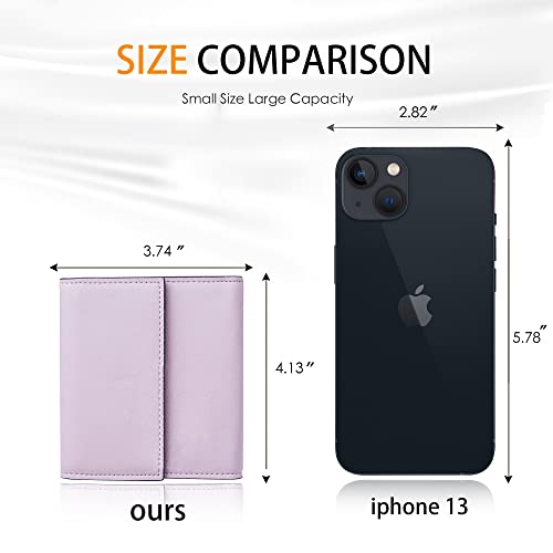 Travelambo Rfid Blocking Small Mini Compact Wallet Coin Pouch Holder Trifold Credit Card Holder Pocket Purse For Women (Napa Purple) #TOP1