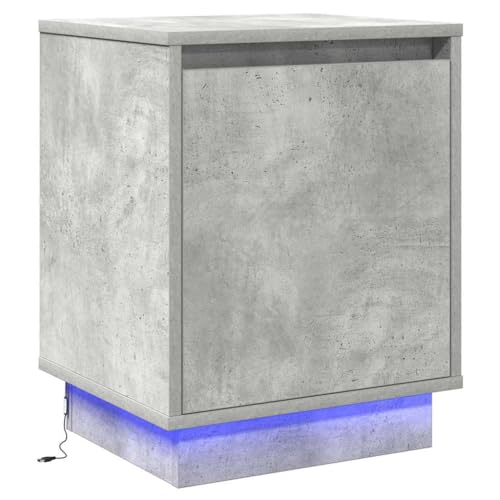 vidaXL Comodino vitaXL con luci LED Grigio Cemento 39x34.5x50 cm
