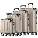 TRVLMORE Koffer Set 4 Teilig - Hartschalenkoffer Set - 24-110L - Champagne