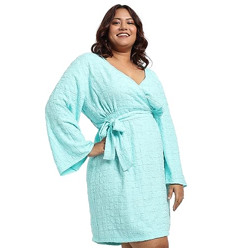 Image of Instafab Plus Women's Dress for Casual Wear | Short Sleeve | Plus-Size Fit | Polyester Fabric | V-Neck Dress Crafted with Comfort Fit for Everyday Wear