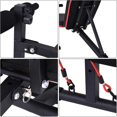 Image of Home Bench Press Chair Dumbbell Stool Adjustable Dumbbell xercise Bench Flat Weight Bench Foldable Sit Up Incline Abs Flat Fly Weight Press Rope - Stocks (Black) (Black)