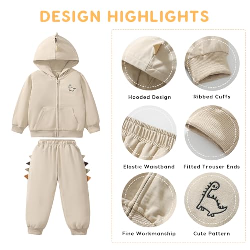 Boys Long Sleeve Outfits,2 Piece Kids Hoodie Sweatshirt Trouser Set,Hooded Tracksuit Fall Clothing Set for 2-7 Years4