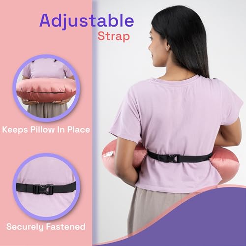 Image of Wakefit Nursing Pillow for Breastfeeding & Baby Care | 5 in 1 Feeding Pillow with Removable Cover | Super Soft & Machine Washable Velvet Cover | Pink