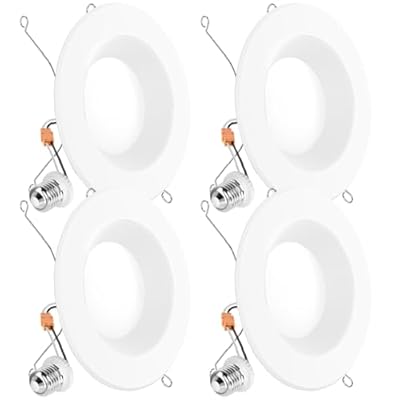 Sunco Retrofit LED Recessed Lighting 6 Inch, Downlight Can Lights for Ceiling, Baffle Trim, 965 LM, 13W (120W Equivalent), 3000K Warm White, Dimmable, Damp Rated UL 4 Pack.