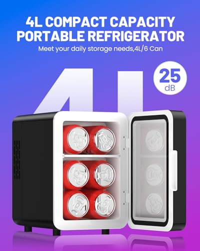 Image of CUTIEWORLD Skincare Fridge - 4L Mini Fridge with Thousand-layer Mirror of 12 Color Adjustable LED Lights, Cooler and Warmer, Beverage Cooler for Bedroom, Gaming Room, Office and Car, Black
