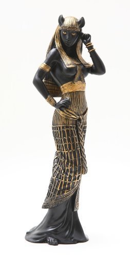 Bastet Egyptian Cat Goddess Figurine Classic Black and Golden Finishing Cold Cast Resin Statue Figurine Sculpture