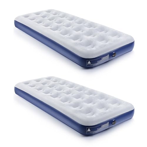 QDH Camping Air Mattress Inflatable Air Bed Flocked Surface Travel Bed Sleeping Pad Air Bed for Outdoor Camping Tent Guest Travelling(2 PCS)