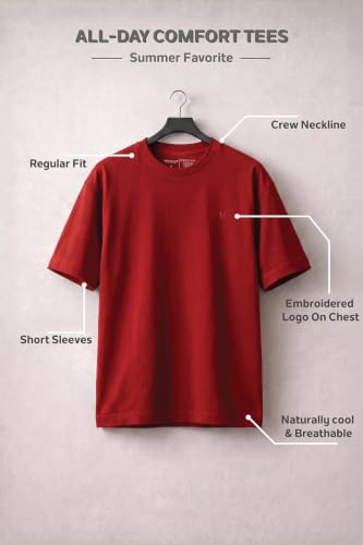 Image of Van Heusen Men's Crew Neck T-Shirt - Soft & Breathable Cotton | Regular Fit | Comfortable Everyday Casual Wear | Short Sleeves | Summer Favorite |Solid Colors | Style 60052|Available in Pack of 1 & 2
