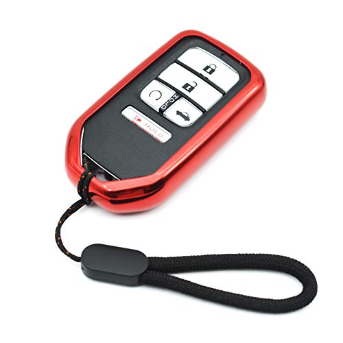 MECHCOS Fit for Honda Accord Civic Odyssey Passport Pilot Clarity Crosstour CRV CRZ Fit HR-V Insight Ridgeline Red TPU Key Fob Cover Case Remote Holder Skin Protector Keyless Entry Sleeve Accessories