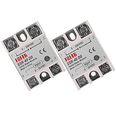 Alinan 2pcs SSR-40DD Solid State Relay DC to DC Input 3-32VDC Output 5-200VDC Single Phase Solid State Relay