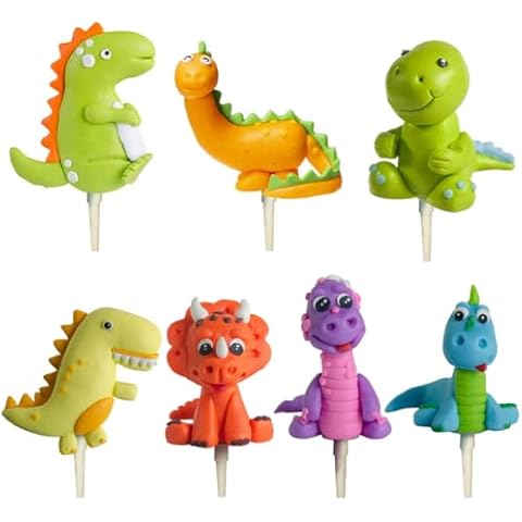 FELHPSP 7pcs Colourful Dinosaur Cake Decorations Cover