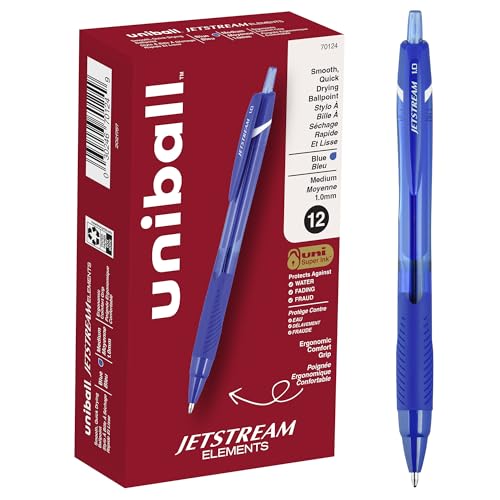 Uni-ball Jetstream Elements Ballpoint Pens, Medium Point (1.0mm), Blue, 12 Count