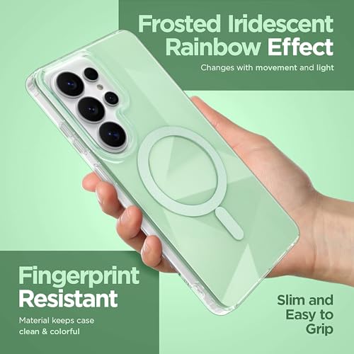 Image of Magnetic Case for Samsung Galaxy S26 Ultra [Compatible with Magsafe] [Anti-Yellowing] [1 Screen Protector] Shockproof Slim Iridescent Sparkly Case for Galaxy S26 Ultra 6.9 inch, Green