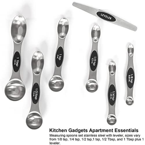 Magnetic Measuring Spoons Set Stainless Steel with Leveler, Stackable Metal Tablespoon Measure Spoon for Baking, Cups and Spoon Set Kitchen Gadgets Apartment Essentials Fits in Spice Jars - Image 7